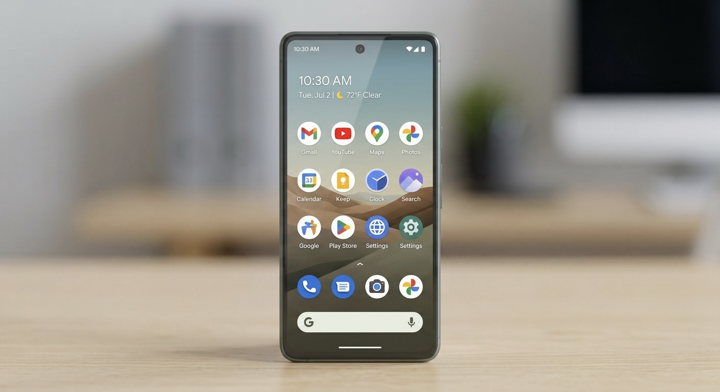 An Android phone home screen with multiple app store icons arranged side by side, suggesting choice among marketplaces.