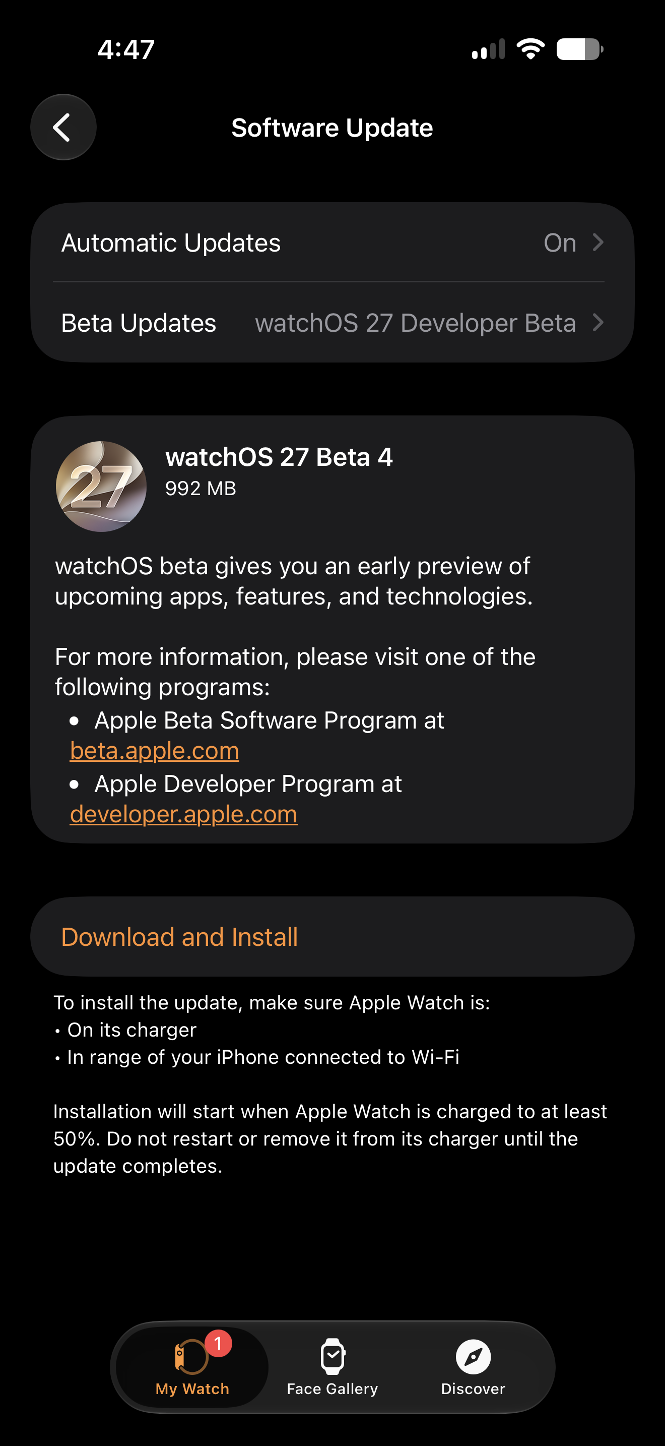iOS 27 beta 4 screenshot showing on-device AI processing