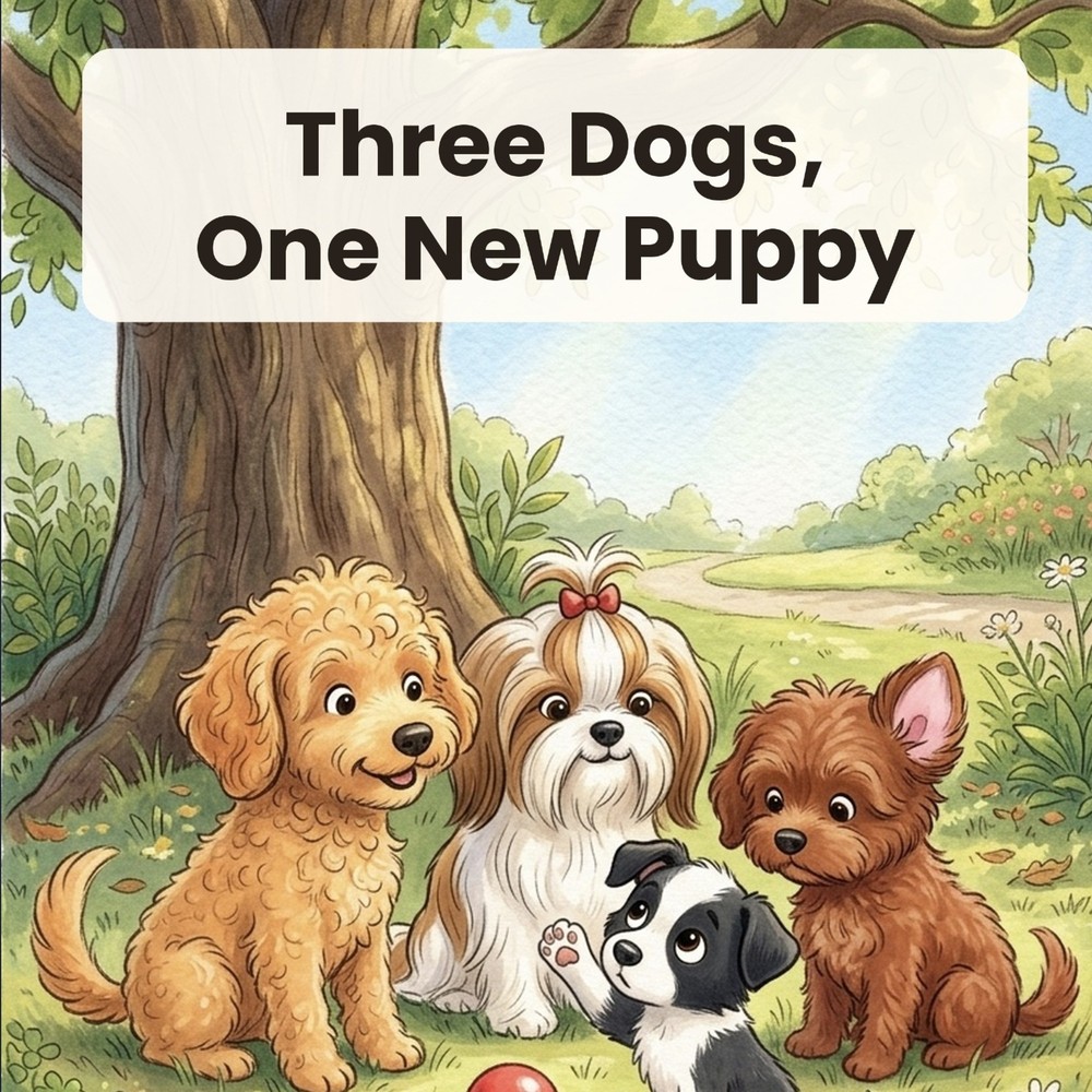 Cover of Three Dogs, One New Puppy