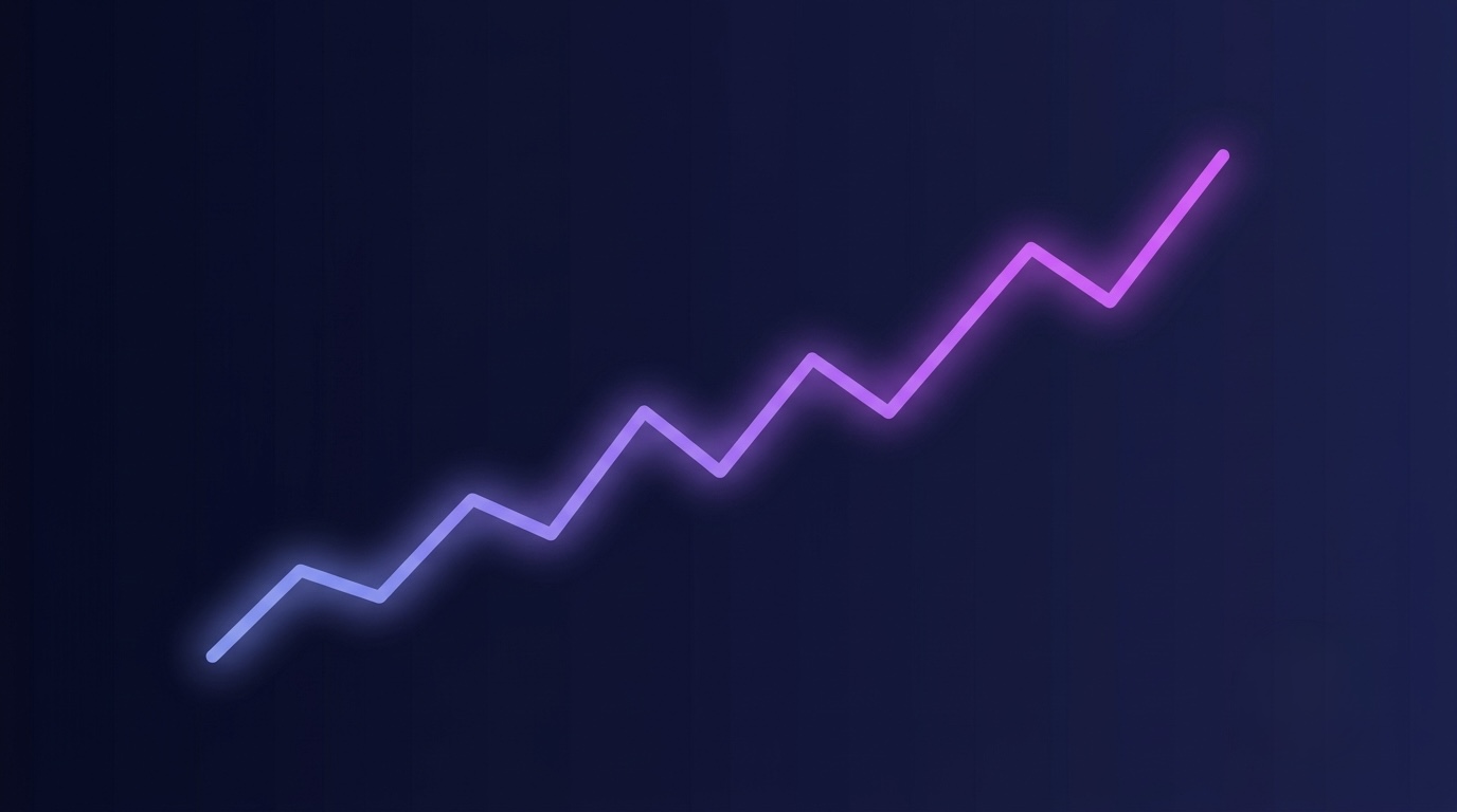Abstract illustration of a rising line chart with glowing peaks and dips.