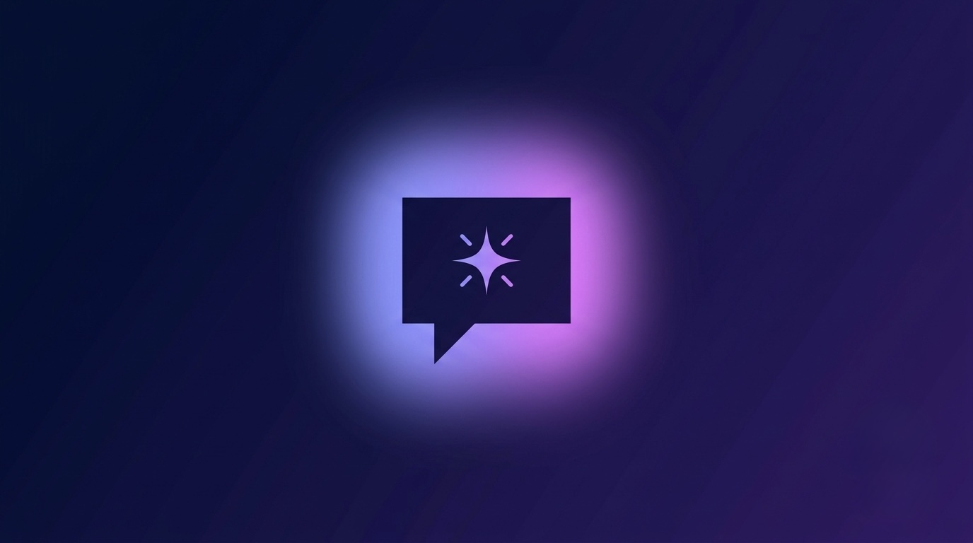 Abstract illustration of a chat bubble with a glowing spark inside it.